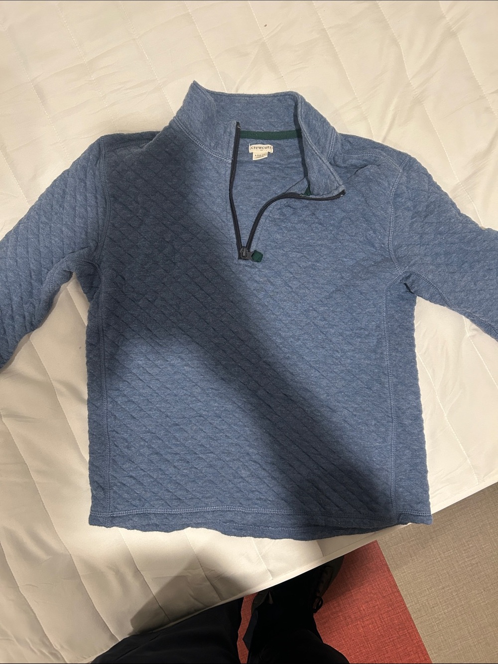 Half-Zip Quilted Blue Kids Sweater